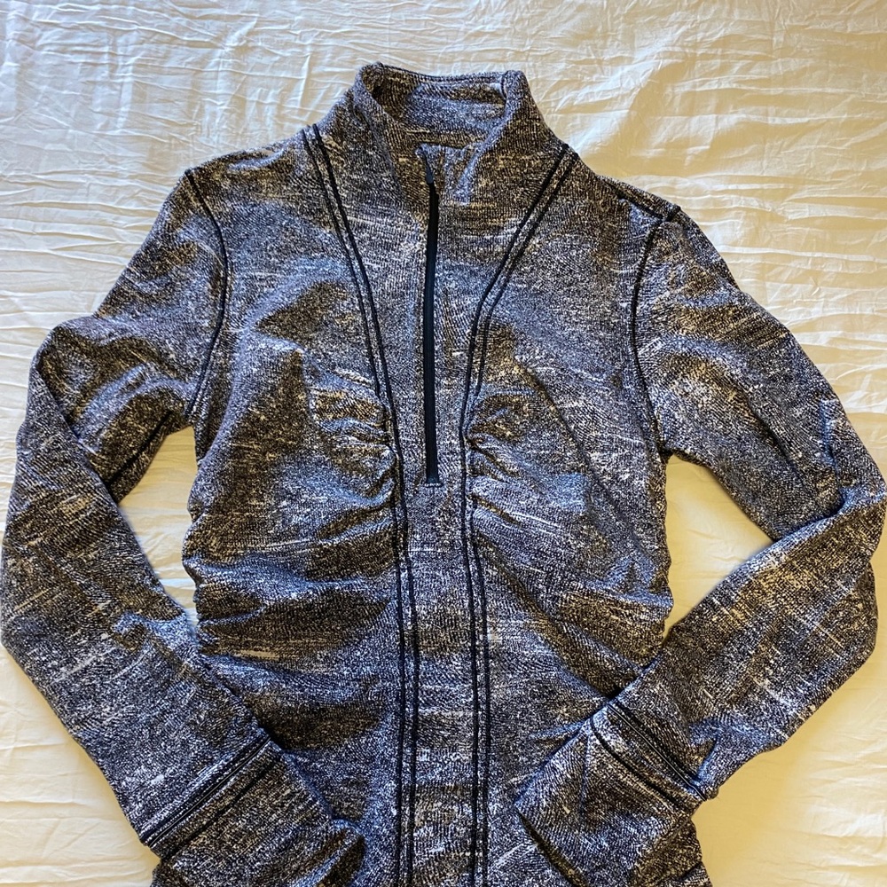 Lululemon Gray White Black Full Length Quarter Zip Jacket Size 8